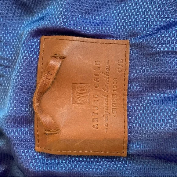 Men's M slim fit Arturo Calle Blue Leather bomber Jacket